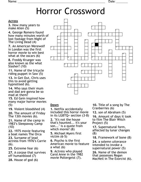 horror film franchise since 2004|horror franchise crossword puzzle.